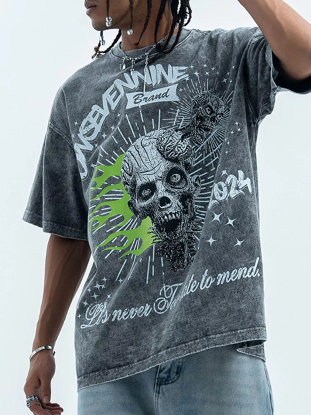 Men's Skull Graphic Round Neck Tee