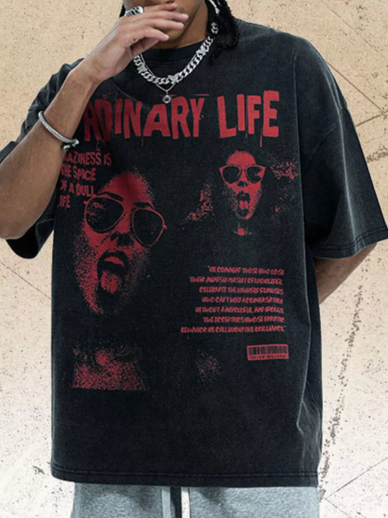 Men's Vintage Graphic Print Oversized T-Shirt