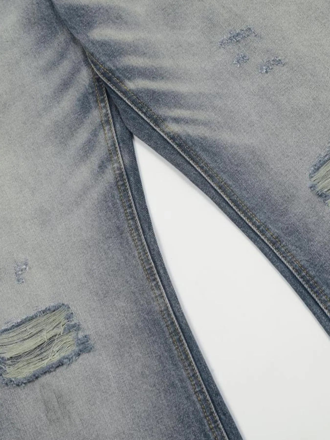 Men's Vintage Washed Gradient Distressed Flare Jeans